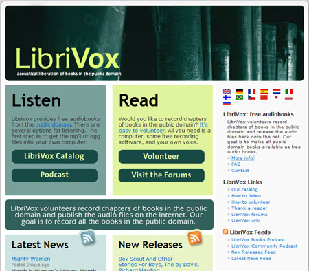 Screenshot of LibriVox.org