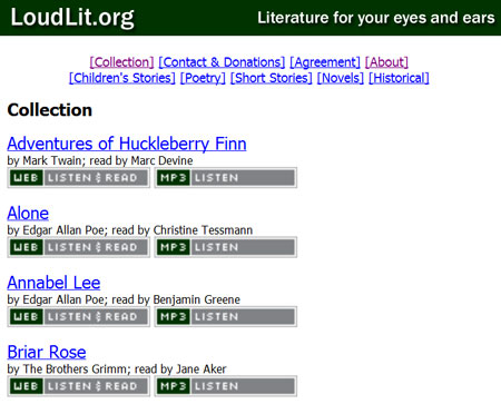 Screenshot of Loudlit.org