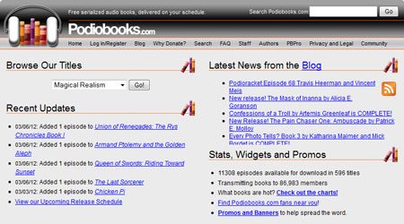 Screenshot of Podiobooks.com